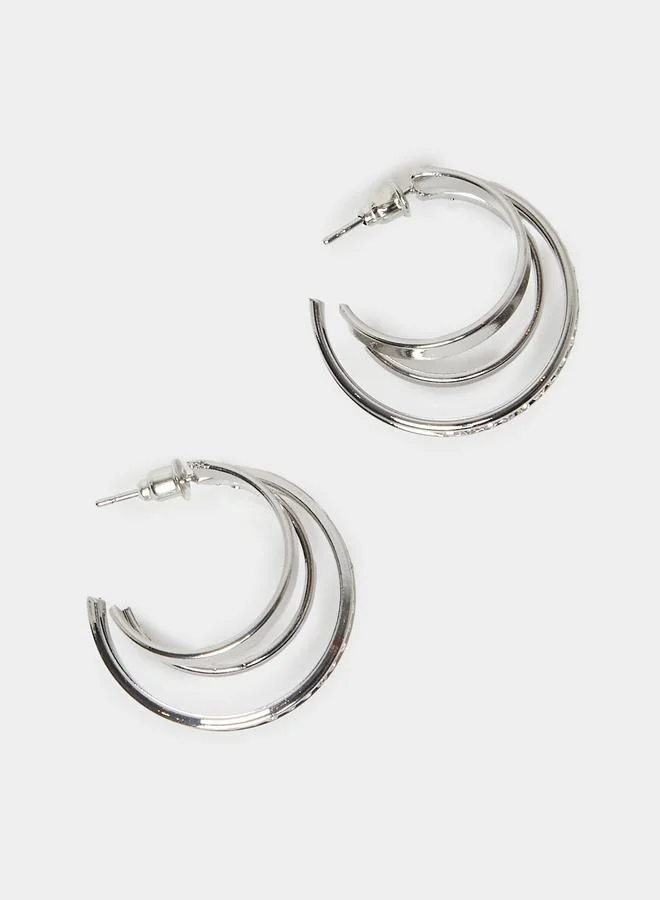 Styli Silver Triple Hoop Earrings